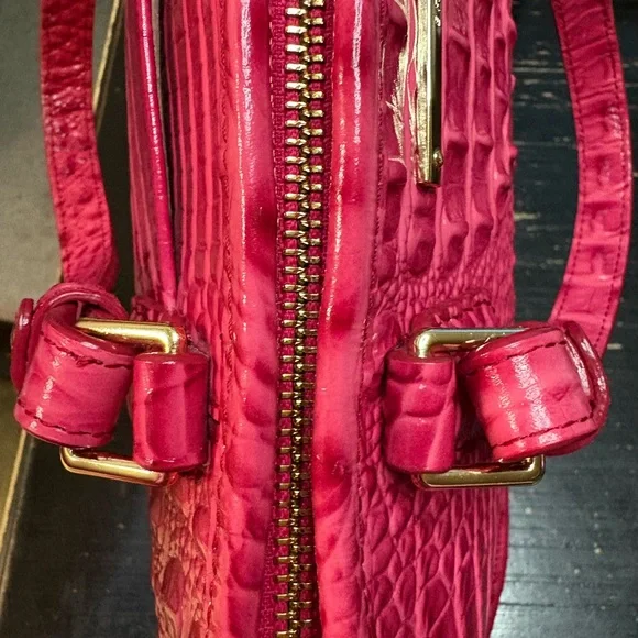Brahmin Rich Rouge Pink Embossed Tote-Carryall—EUC - Picture 10 of 15